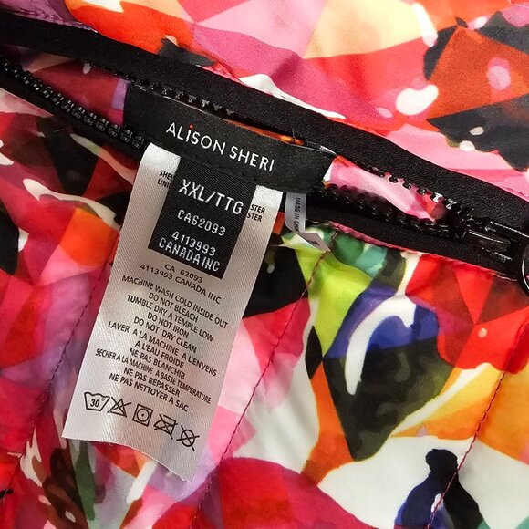 Alison Sheri Womens Abstract Floral Art Vest, Down Feather Filled, Plus Size XXL - Picture 7 of 8